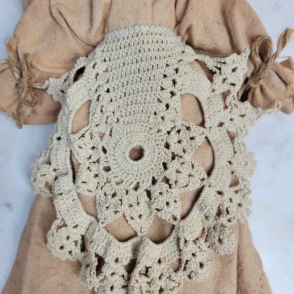 Vintage Folk Art Primitive Angel Doll 11" Handmade Crochet Christmas Ornament - Picture 12 of 12